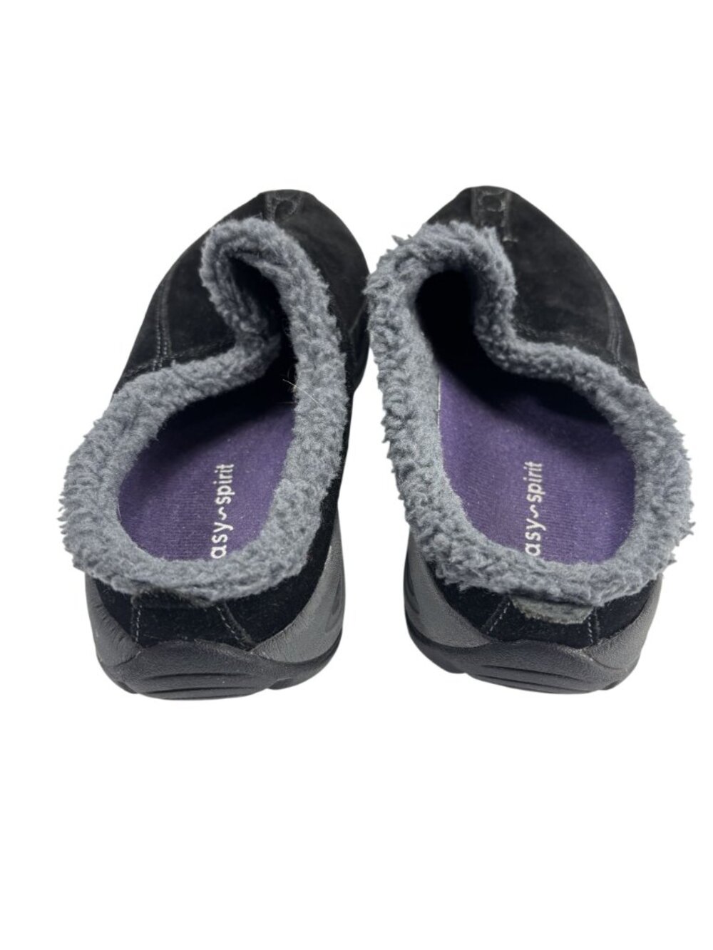 Easy Spirit Womens Black Suede Slip-On Mules With Faux Fur Lining Size 6M - Picture 6 of 7